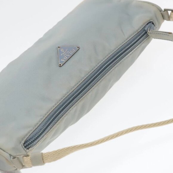 PRADA Pouch Nylon Blue Beige Silver Auth ep5947 - Picture 7 of 15